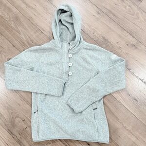 The North Face Women's 1/4 Zip  Button Pullover Hoodie Sweatshirt Gray Sz L TNF